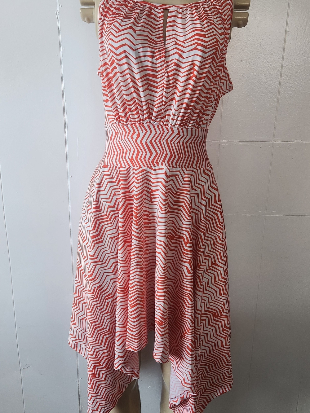 Women’s Coral Chevron Fit-and-Flare Dress